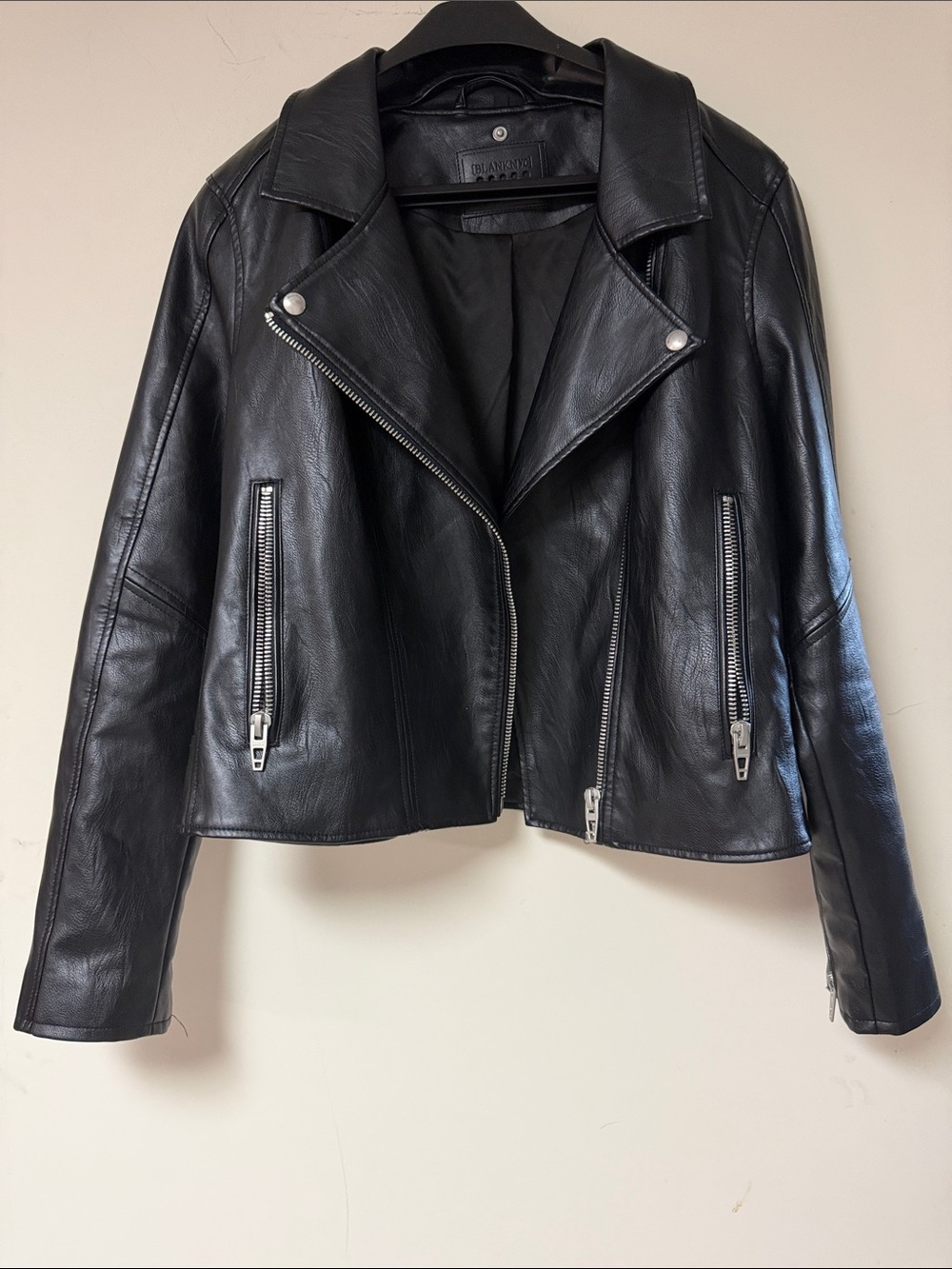 Blank NYC Classic Black Leather Moto Jacket - Women